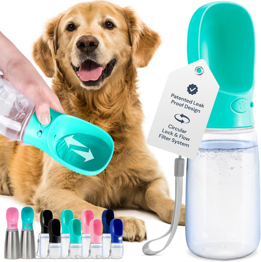 Dog Water Bottle, Lightweigh, Leak Proof Portable Travel Dog Water Dispenser - Perfect Puppy Drinking Bowl on the Go for Outdoor Walking and Hiking - Pet Accessories (19Oz, Blue)