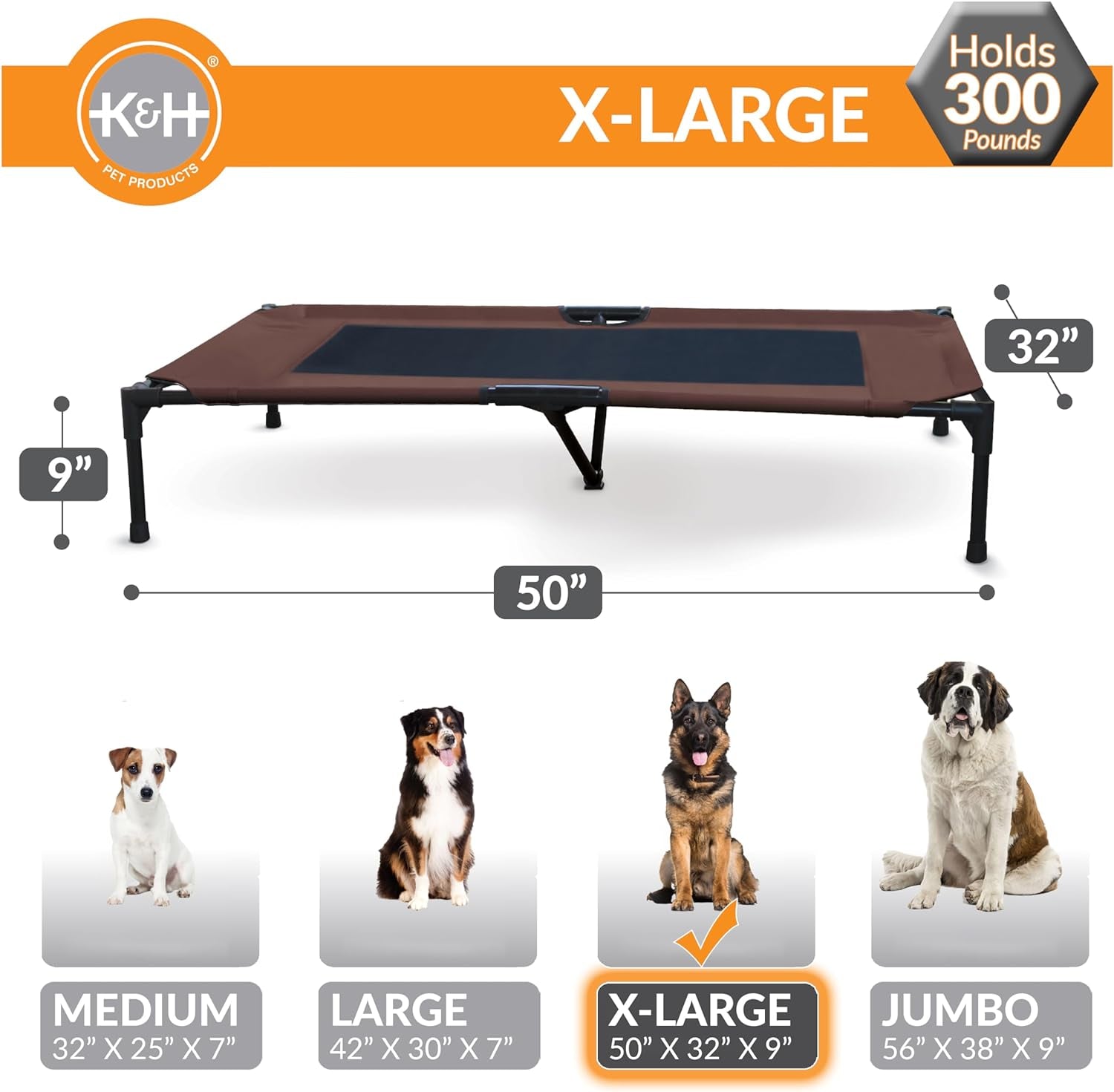 Original Pet Cot, Elevated Dog Bed Cot with Mesh Center, Multiple Sizes