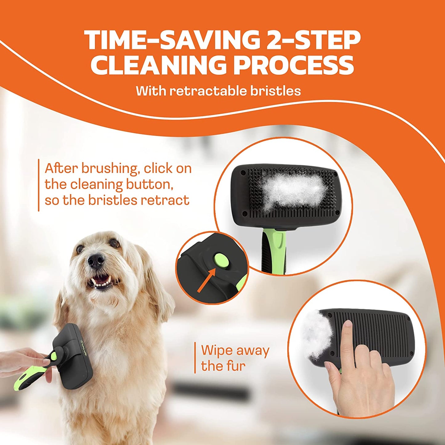 Self Cleaning Dog Brush for Shedding Slicker Brush Cat Long Haired Pet Brush Grooming Deshedding Supplies - Medium to Large Pets