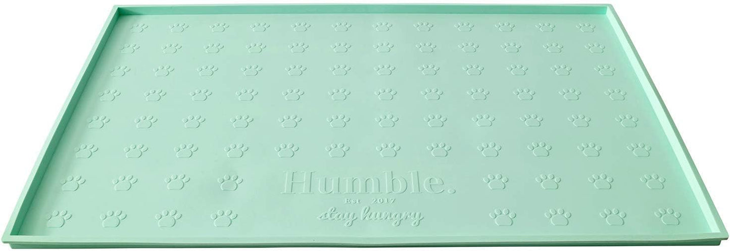 Food Mat Feeding Tray - Non-Slip, Anti-Spill, Raised Dog Food Mat, Easy Clean Waterproof - Premium Quality Silicone - Perfect for Dog Bowl Mat and Cat Feeding Mat Tray, 24" X 16"