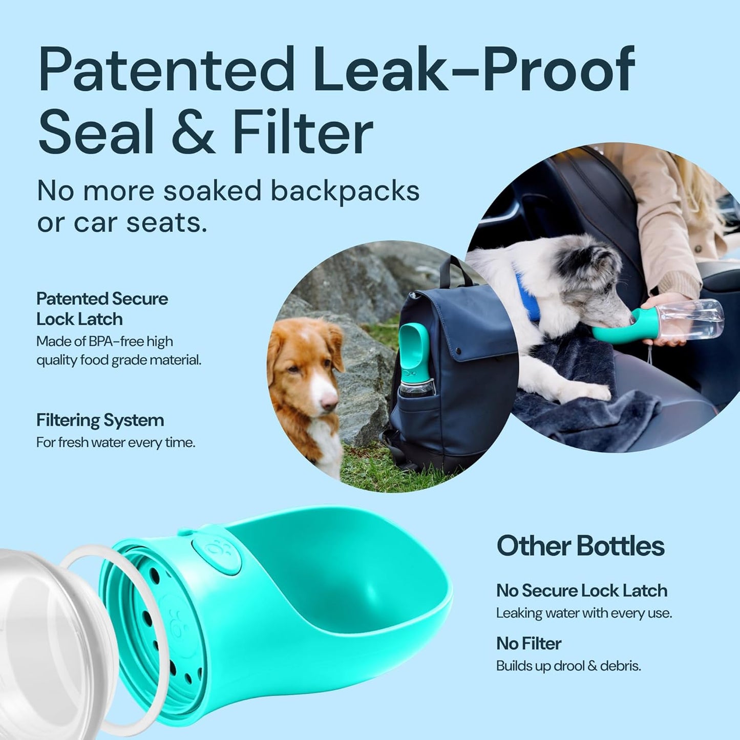 Dog Water Bottle, Lightweigh, Leak Proof Portable Travel Dog Water Dispenser - Perfect Puppy Drinking Bowl on the Go for Outdoor Walking and Hiking - Pet Accessories (19Oz, Blue)