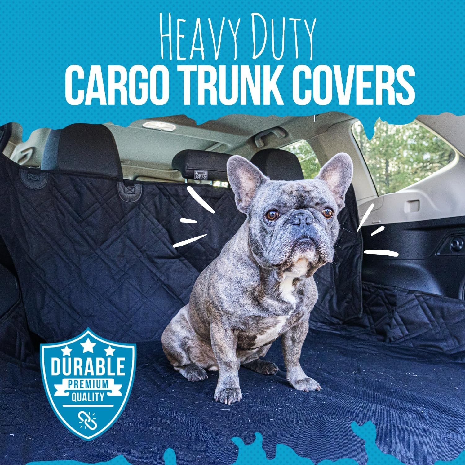 SUV Cargo Liner for Dogs - Heavy Duty Pet Trunk Cargo Cover - Dog Car Seat Cover Waterproof Nonslip Mat - Dog Hair, Muddy Paws, Scratches, Protector for Cars Vans Suvs (Large, Black)